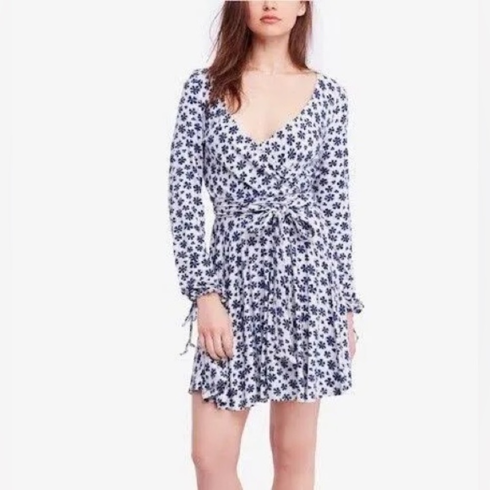 Blue Pradera Wrap Minidress- Free People